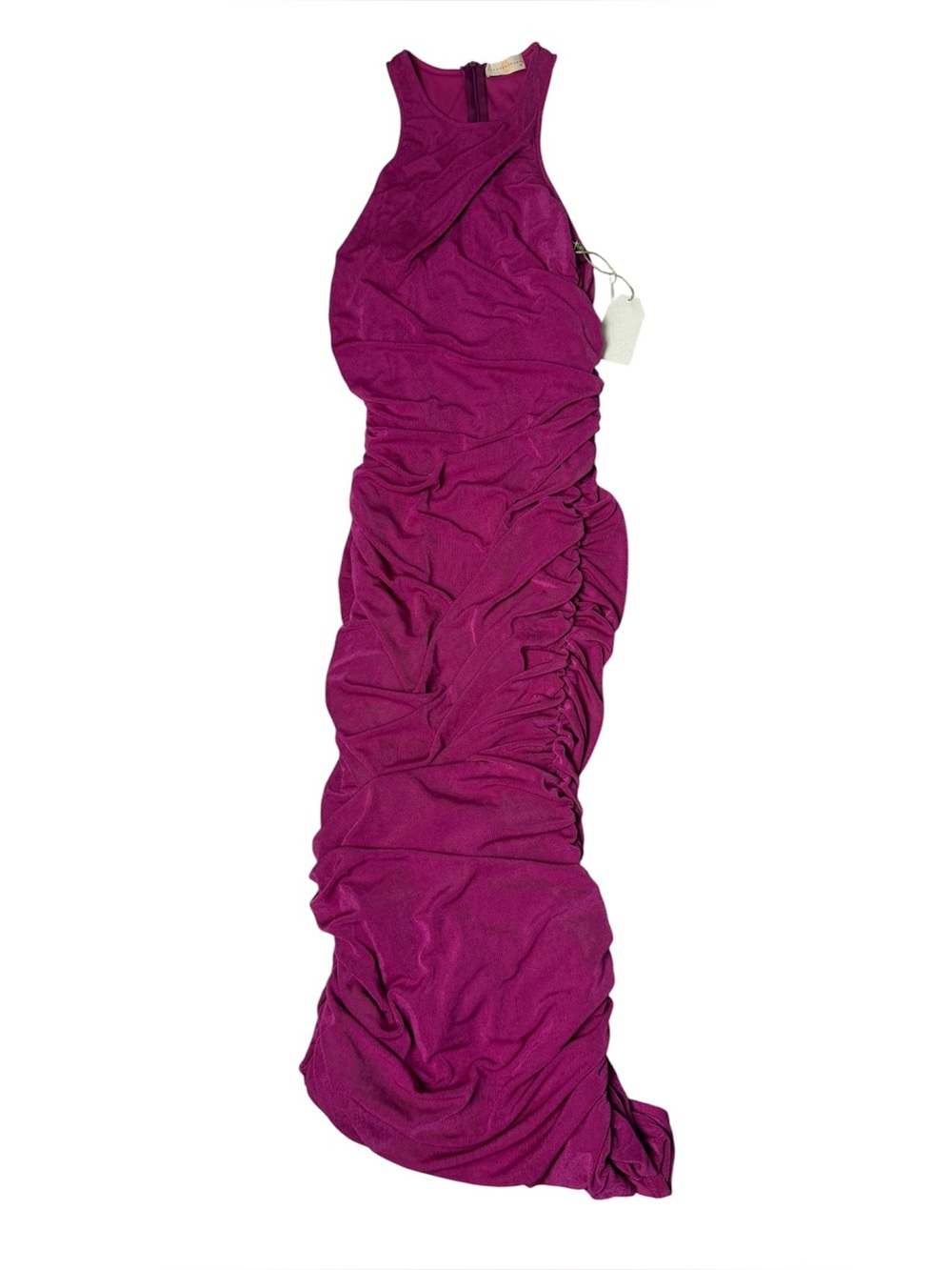 Chrysanthemum dress Esmai Ruched knit midi dress fuchsia magenta pink